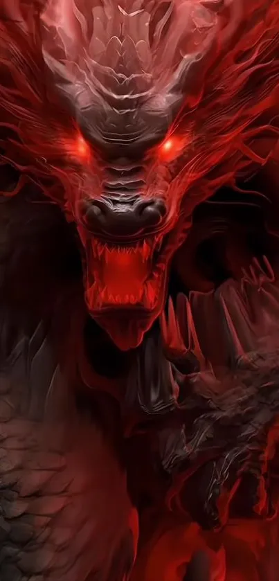 Intense red dragon artwork for mobile wallpaper.