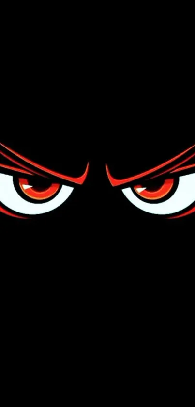 Wallpaper featuring fierce red eyes on black background.