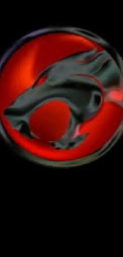 Fierce red panther emblem with black background on mobile wallpaper.