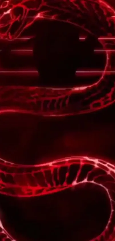 Illustration of a glowing red snake on a dark background.