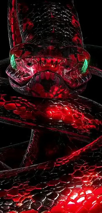 Striking black and red glowing serpent wallpaper