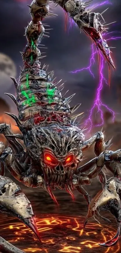 Fierce robotic scorpion with lightning effects.