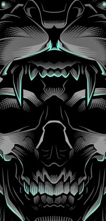 Fierce skull and beast design wallpaper.