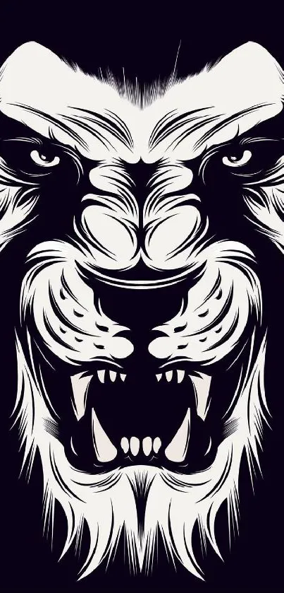 Dark fierce tiger illustration wallpaper for mobile phones.