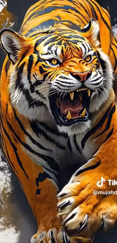 Fierce tiger artwork showing power and intensity.