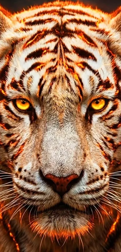 Captivating tiger face with intense orange eyes