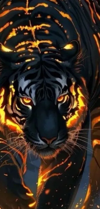 Fiery fantasy tiger digital artwork.