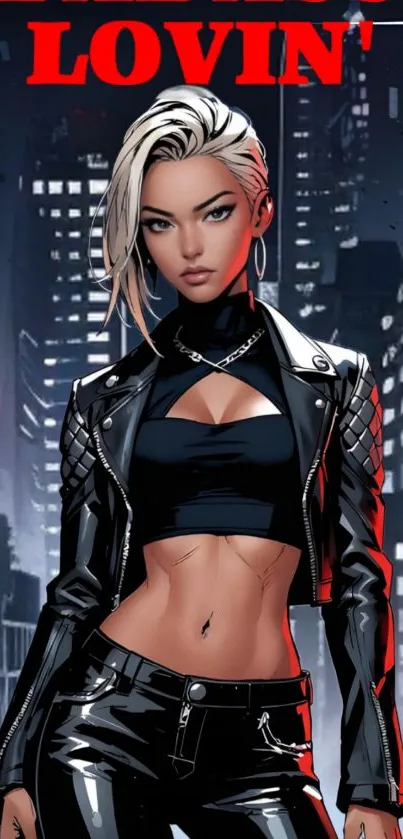 Fierce urban anime character with bold style.