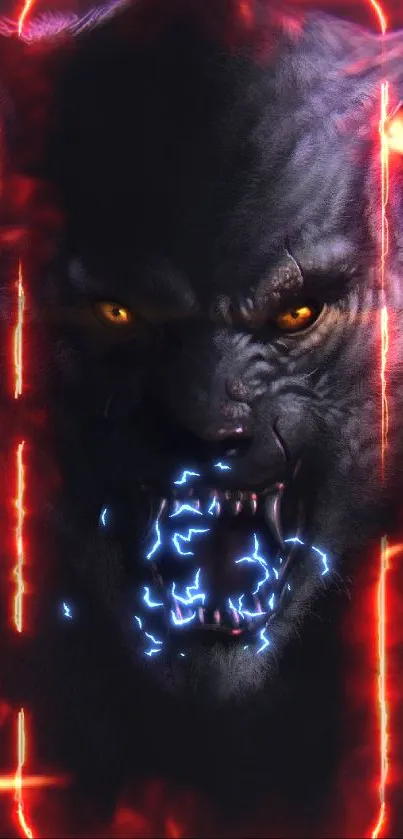 Fierce werewolf snarling in dark fantasy art.