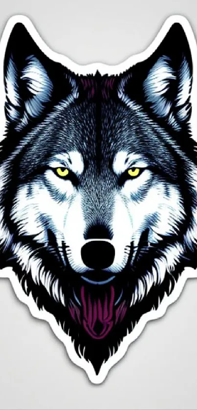 Stylized wolf head with piercing eyes.