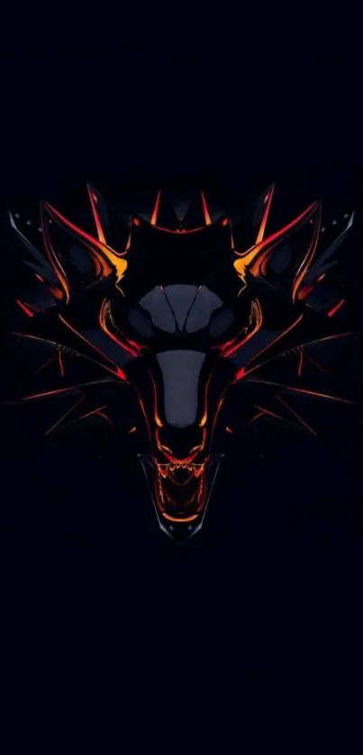 Fierce wolf wallpaper design with dark and fiery elements for mobile phones.