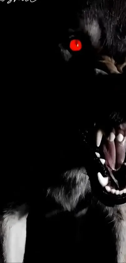 Fierce wolf with glowing red eyes