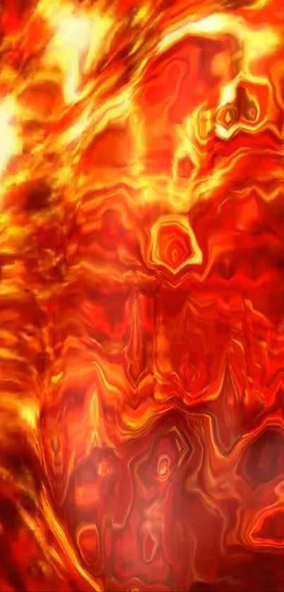 Fiery abstract art wallpaper in red and orange hues.