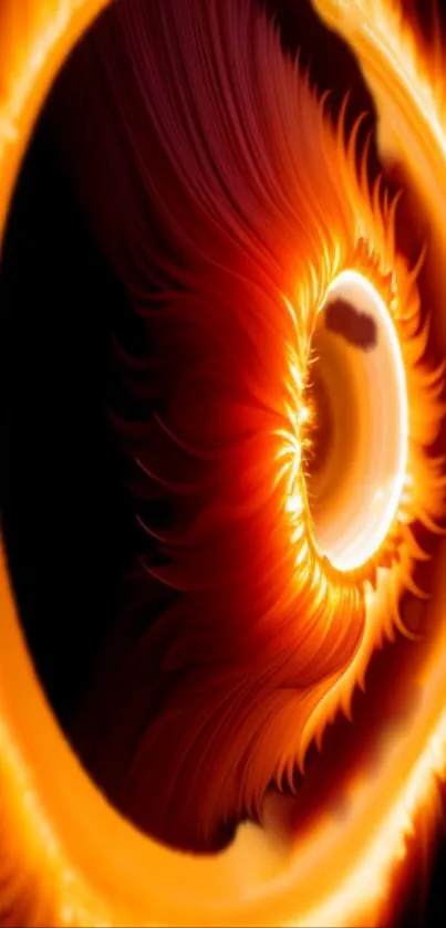 Fiery abstract mobile wallpaper with swirling orange flames.