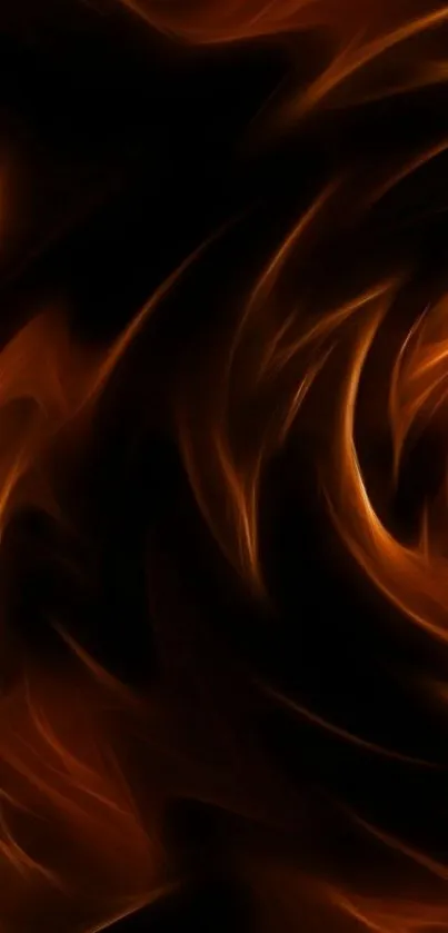 Fiery abstract wallpaper with swirling orange flames on a dark background.