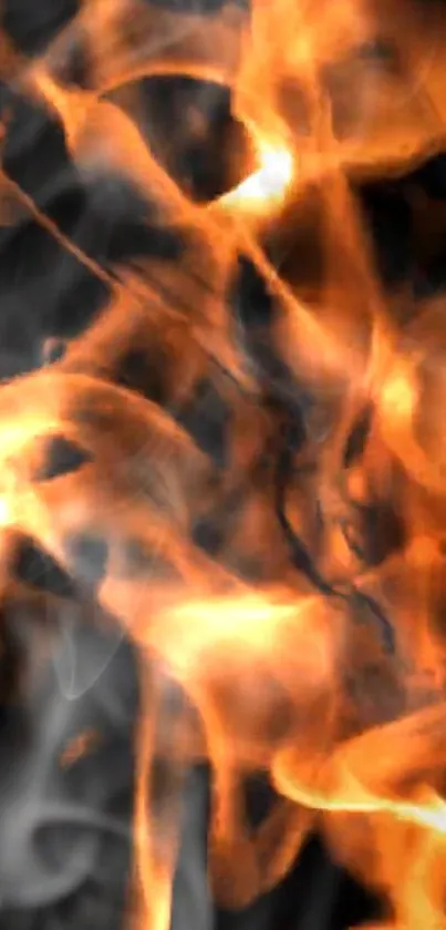 Abstract fire design with orange flames on black background.