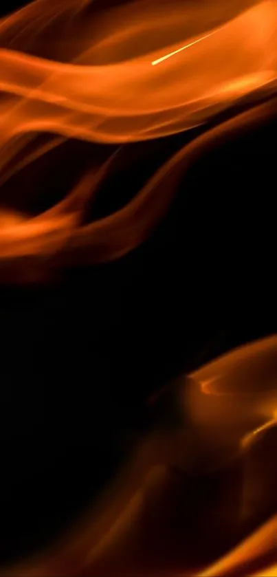 Abstract orange flames on a dark background wallpaper.