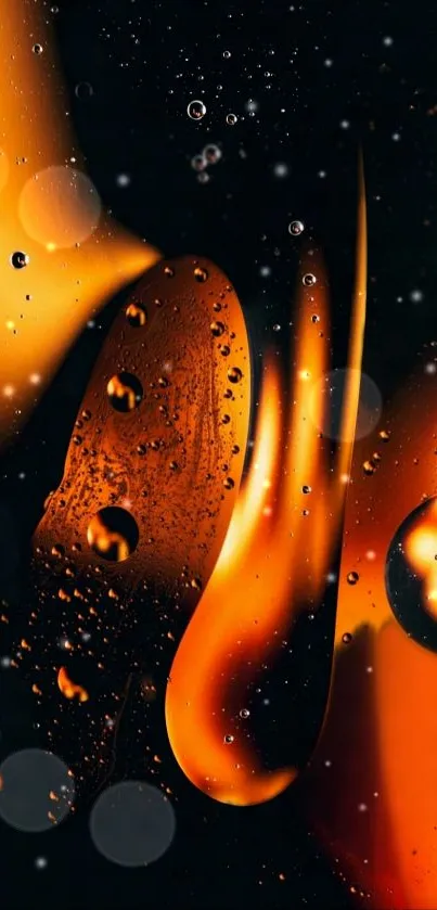 Fiery abstract mobile wallpaper with glowing orange patterns and dark accents.