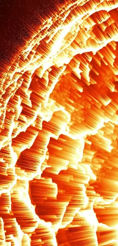 Fiery abstract orange texture mobile wallpaper with glowing patterns.