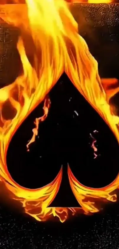 Ace of Spades with fiery flames wallpaper.