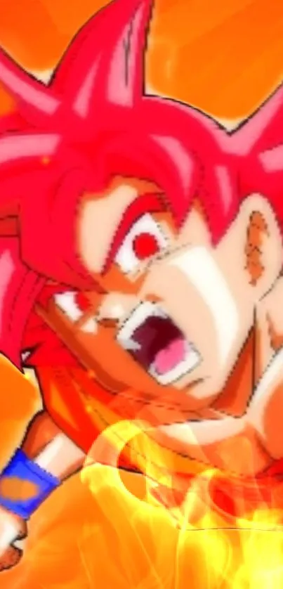 Fiery anime character with red hair and intense energy aura.