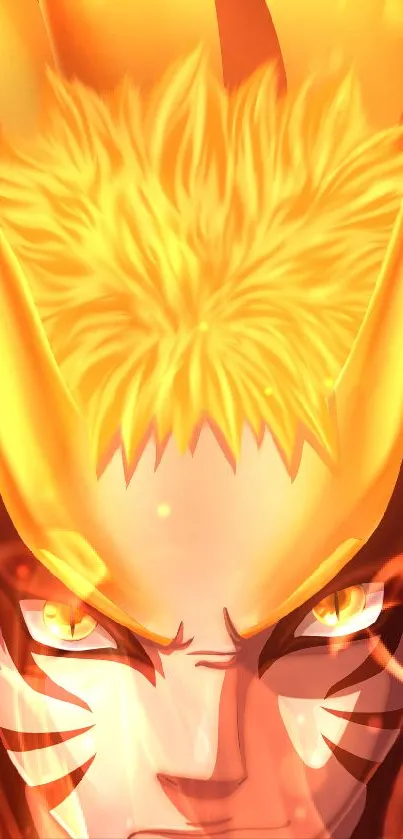 Fiery anime character with golden aura.