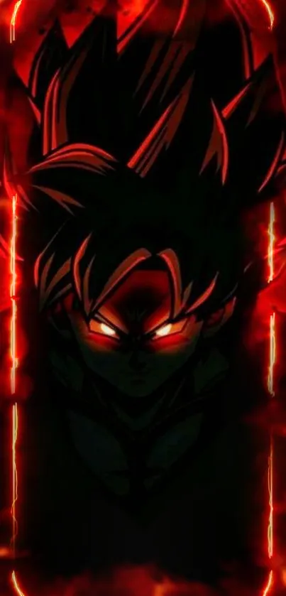 Intense anime character with fiery red aura.