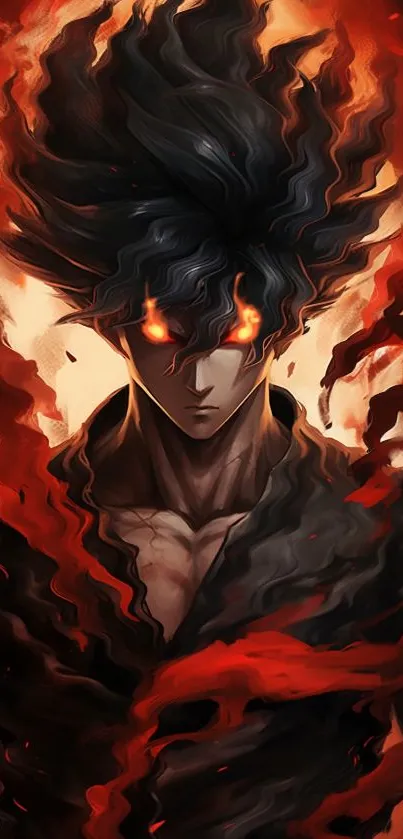 Anime character with fiery aura and vibrant colors.