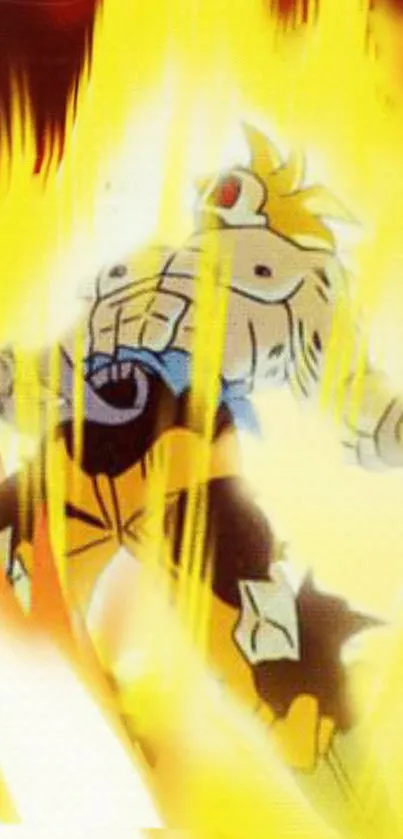 Anime character engulfed in yellow flames.