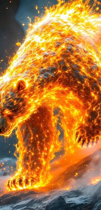 Fiery bear in a dramatic, glowing design.