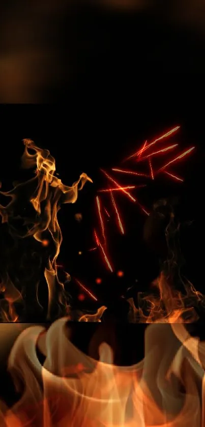 Fiery wallpaper with red flames and dark background perfect for phones.