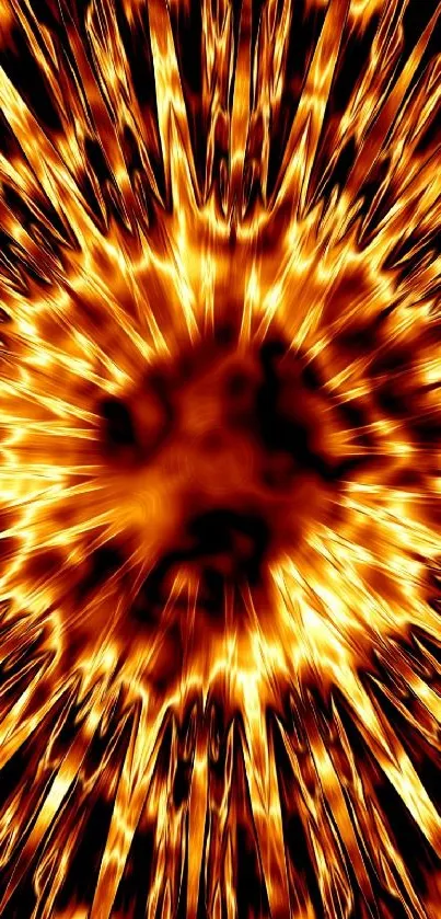 Mobile wallpaper with fiery burst design creating dynamic energy.