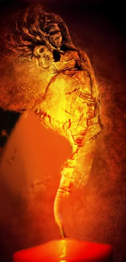 Spirit figure emerging from a glowing candle flame.