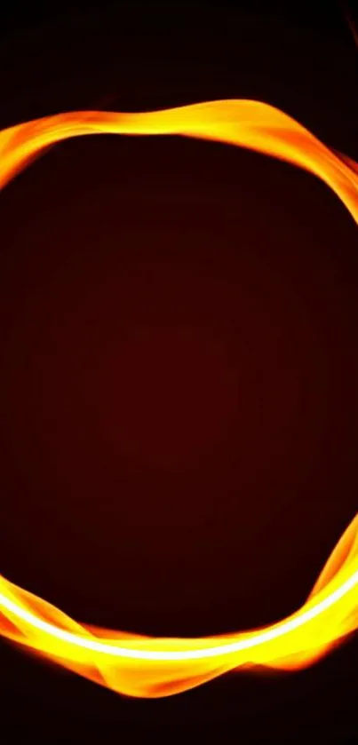 Vibrant fiery circle wallpaper with orange flames on a dark backdrop.