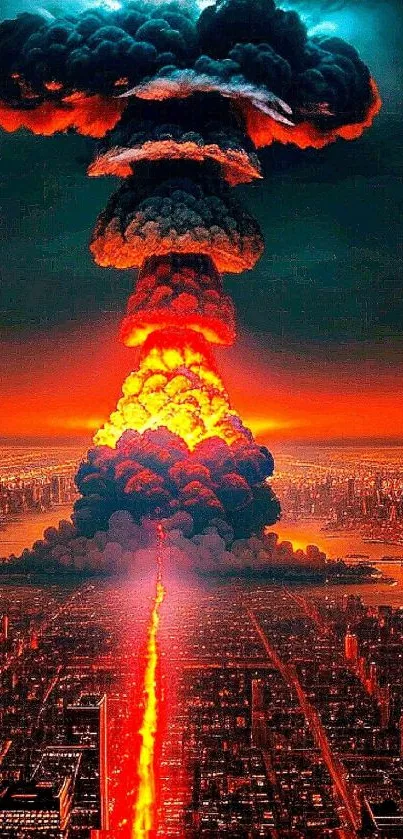 Epic city explosion in vibrant colors wallpaper