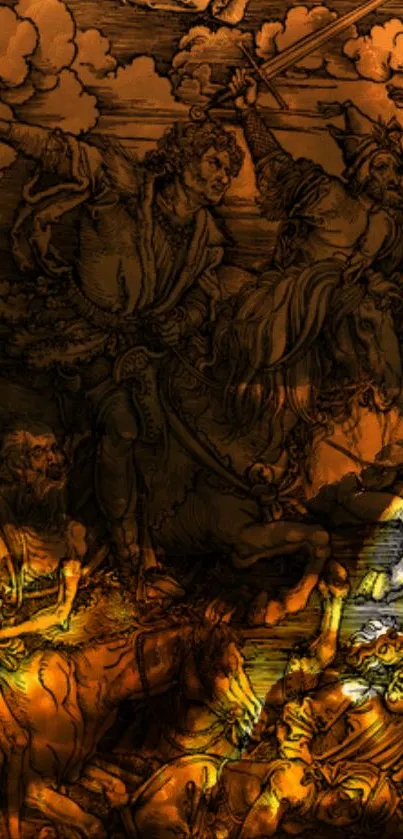 Fiery clouds with vibrant orange hues fill the sky in this dynamic mobile wallpaper.