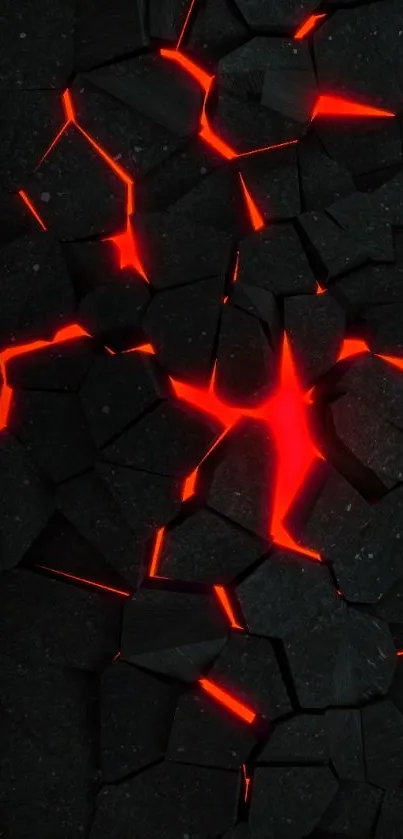 Lava-themed cracked rock wallpaper with red and black colors.