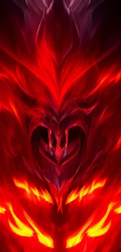 Fiery demon artwork with intense red flames and dark fantasy elements.