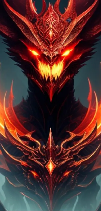 Fiery demon-themed wallpaper with vivid orange and black.