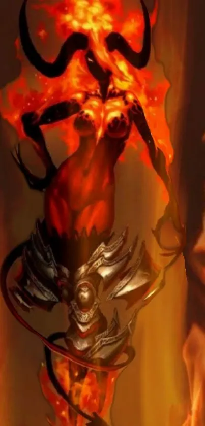 Fiery demon art with vivid orange flames.