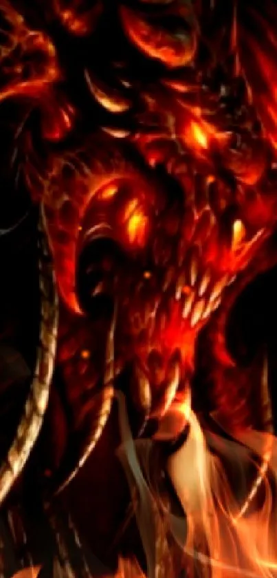 Fiery demon art mobile wallpaper with dark fantasy theme.