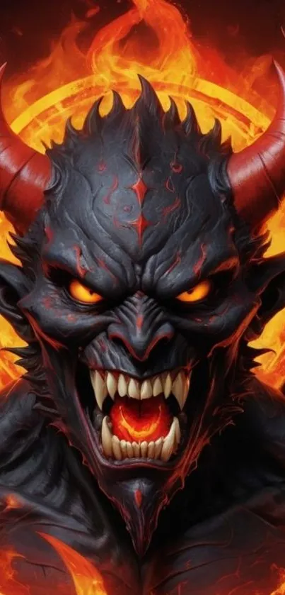 Fiery demon art with intense flames.