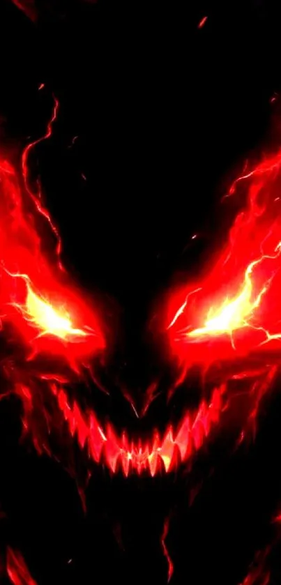 Fiery demon with red flames as mobile wallpaper.