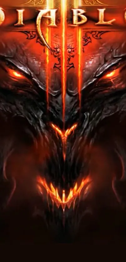 Diablo-themed fiery demon design for mobile wallpaper.