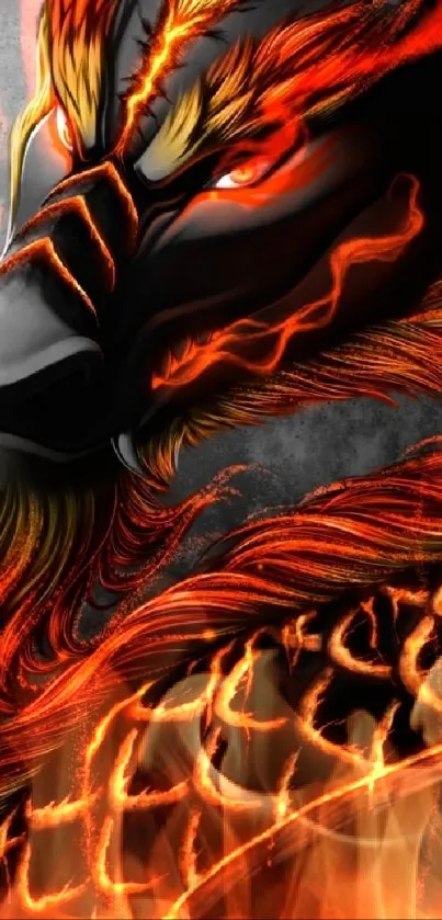 Fiery dragon wallpaper with vibrant red and orange hues.