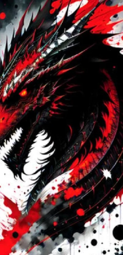 Fiery dragon artwork with red and black hues