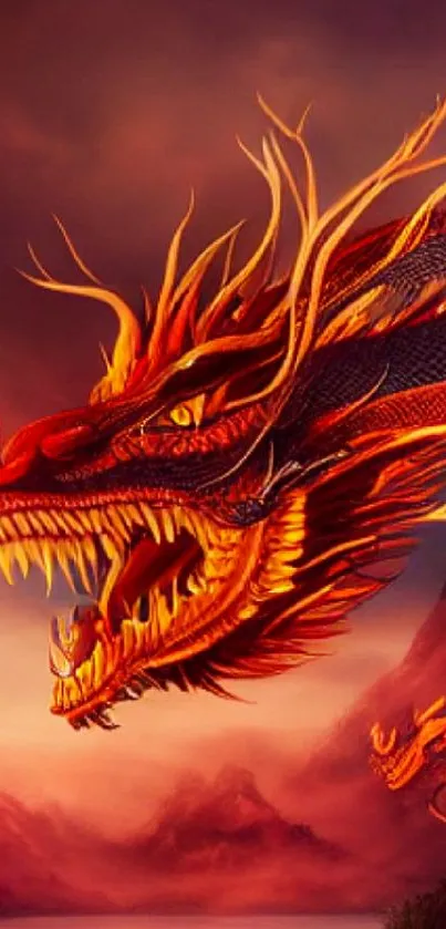 Fiery dragon art with vibrant red hues.