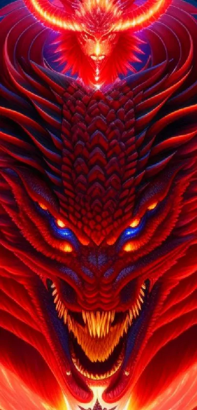 Fiery dragon artwork with mystical flames for fantasy enthusiasts.