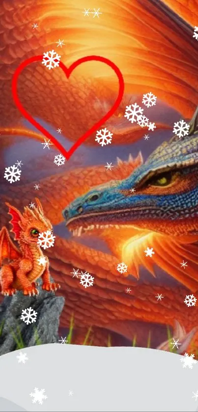 Fiery dragon fantasy wallpaper with vibrant colors and enchanting design.