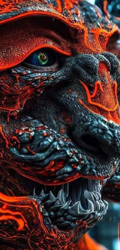 Fiery dragon with intricate details in vibrant colors for phone wallpaper.